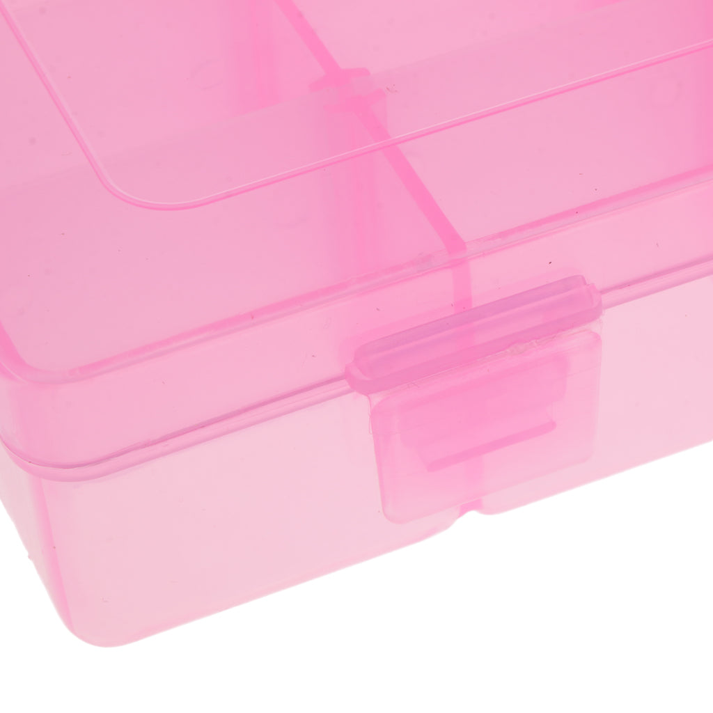 36 Slots Plastic Empty Nail Art Tips Storage Jewelry Beads Container Case Pink