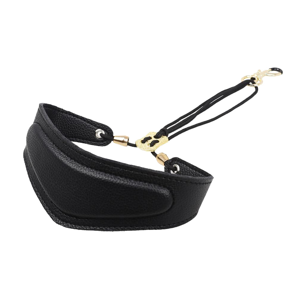 Adjustable Saxophone PU Leather Shoulder Neck Strap for Sax Players Black