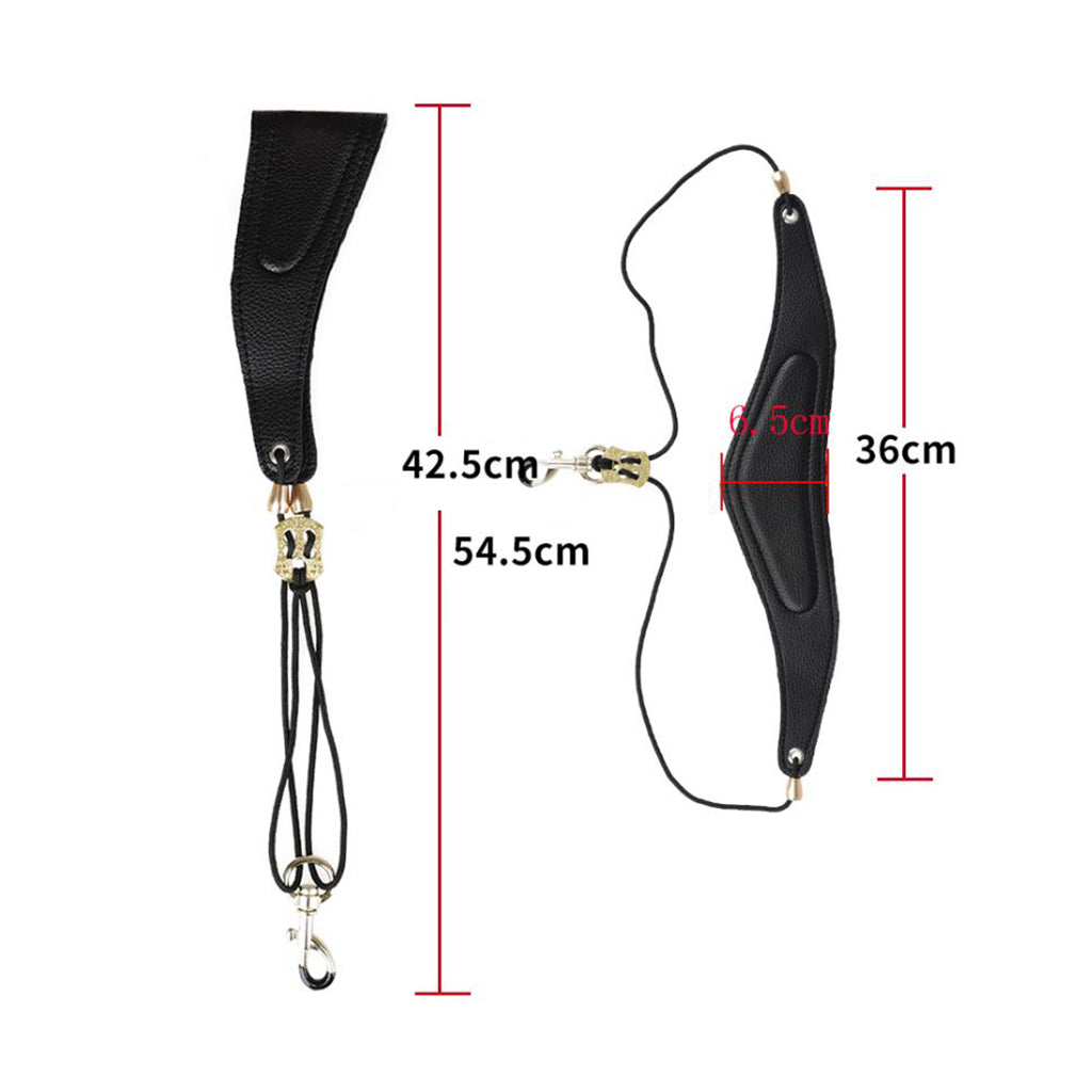 Adjustable Saxophone PU Leather Shoulder Neck Strap for Sax Players Black