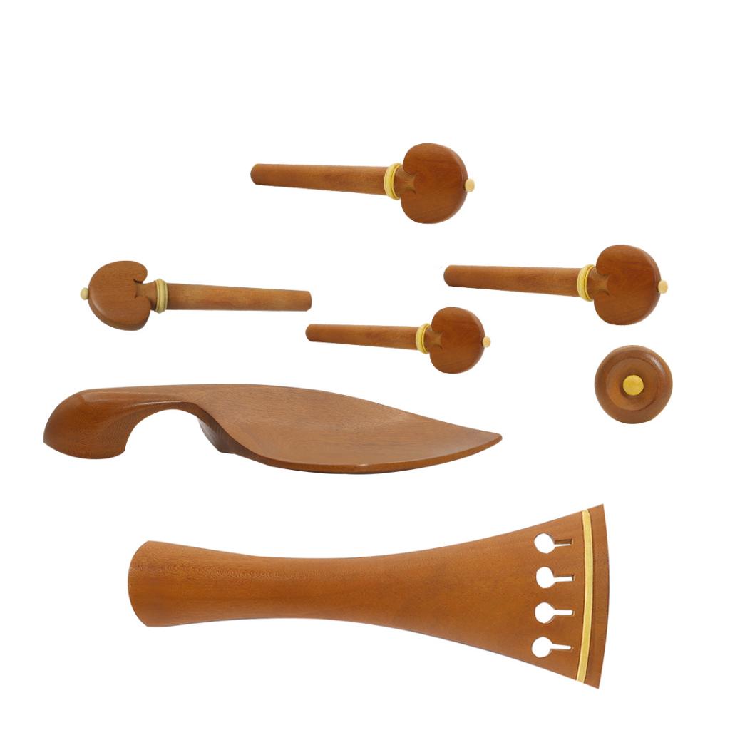 Jujube Wood 4/4 Violin Parts Set Tailpiece + Tuning Pegs + Endpin +Chin Rest