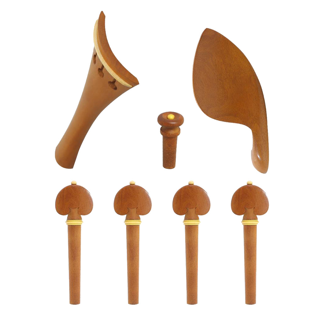 Jujube Wood 4/4 Violin Parts Set Tailpiece + Tuning Pegs + Endpin +Chin Rest