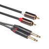 1.5m 2x6.35mm Male to 2RCA Male Stereo Audio Cable Gold Plated