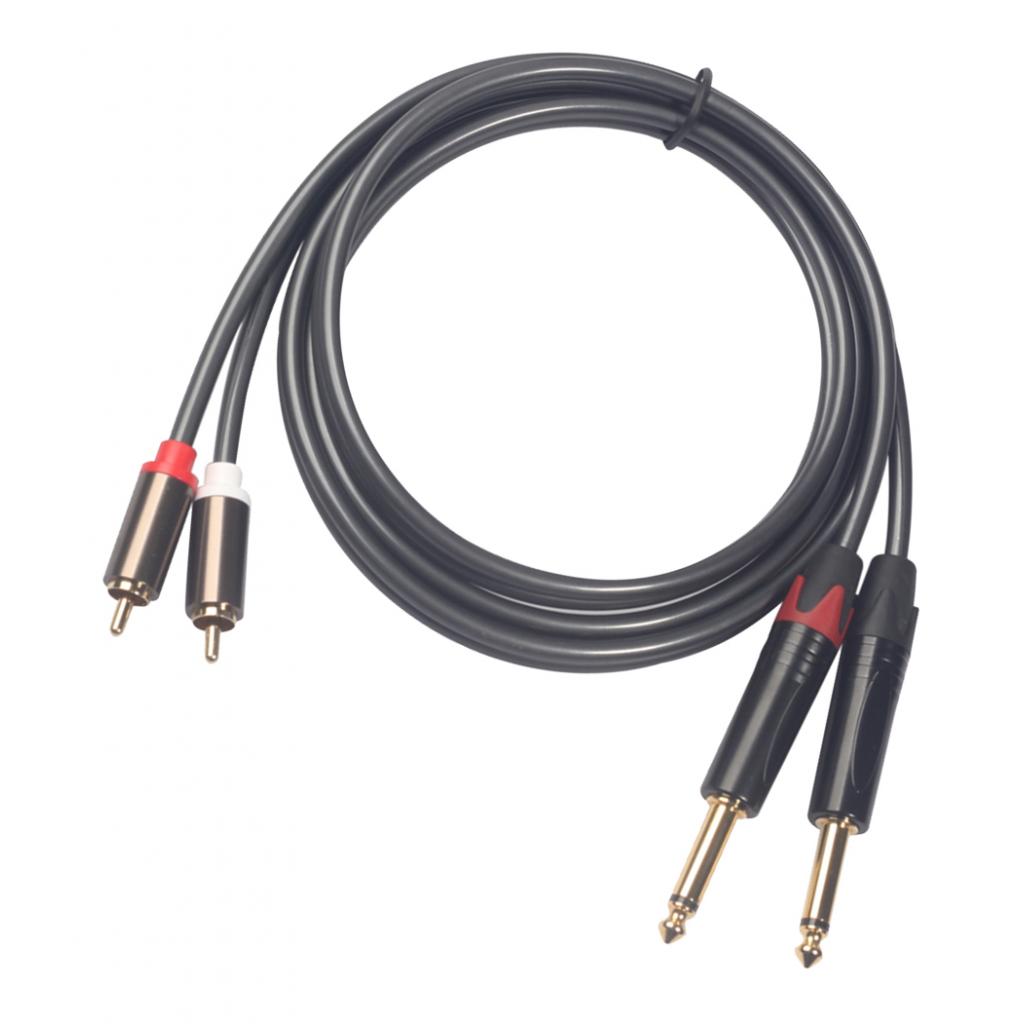 1.5m 2x6.35mm Male to 2RCA Male Stereo Audio Cable Gold Plated