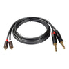 1.5m 2x6.35mm Male to 2RCA Male Stereo Audio Cable Gold Plated