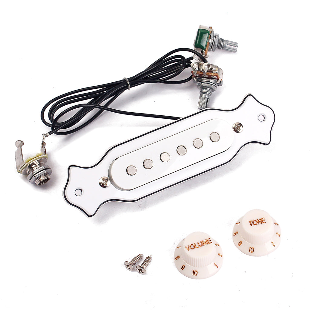 Electric Acoustic Guitar Soundhole Magnetic Pickup with Volume & Tone, White