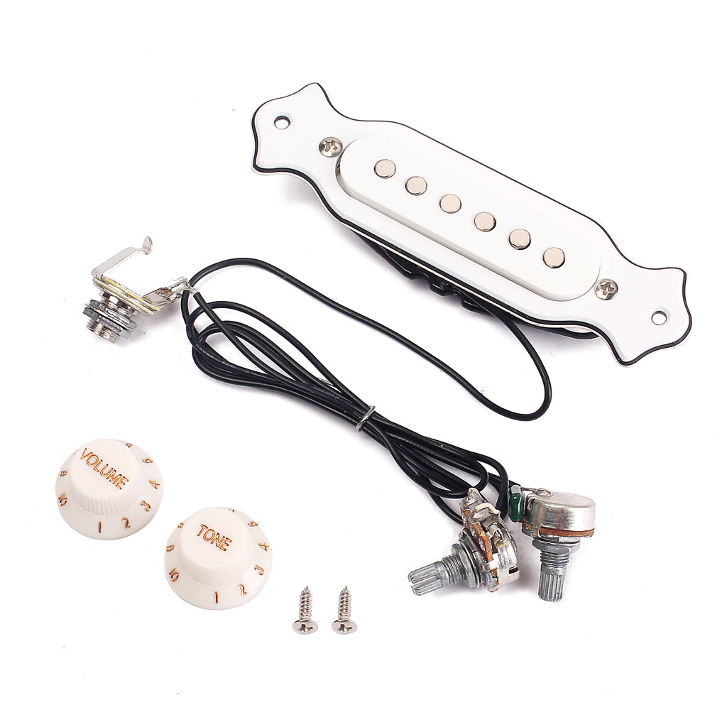 Electric Acoustic Guitar Soundhole Magnetic Pickup with Volume & Tone, White