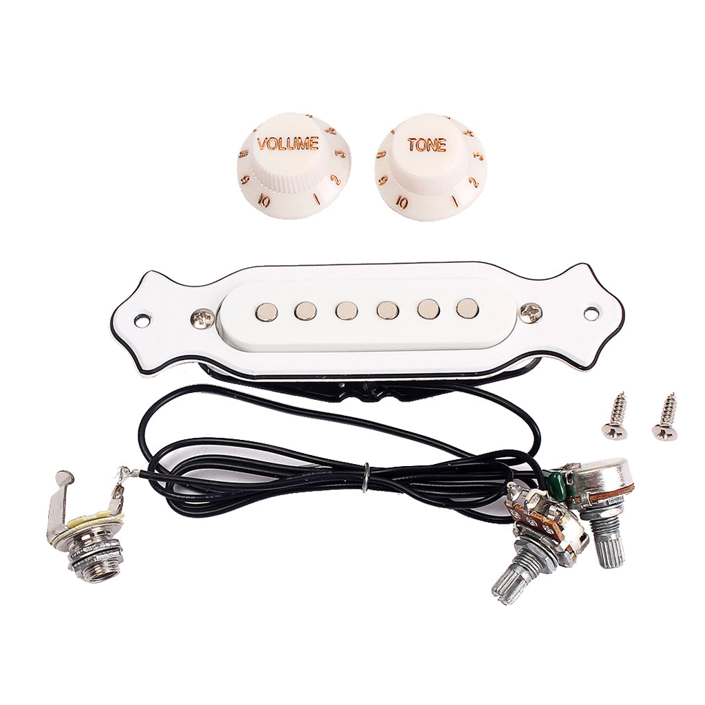 Electric Acoustic Guitar Soundhole Magnetic Pickup with Volume & Tone, White