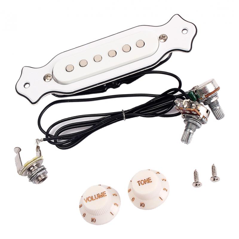 Electric Acoustic Guitar Soundhole Magnetic Pickup with Volume & Tone, White