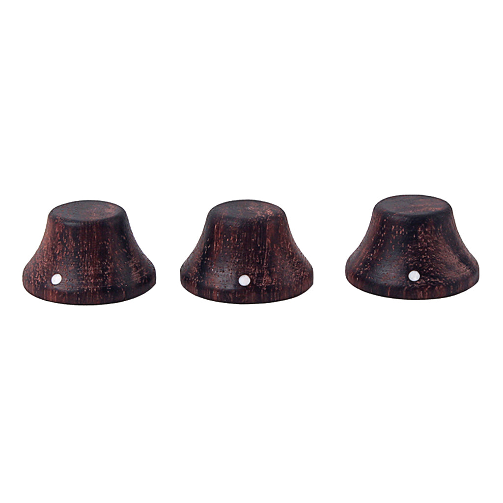 3pcs Rose Wood Guitar Control Knob Tone or Volume Top Hat Tuning Peg Button