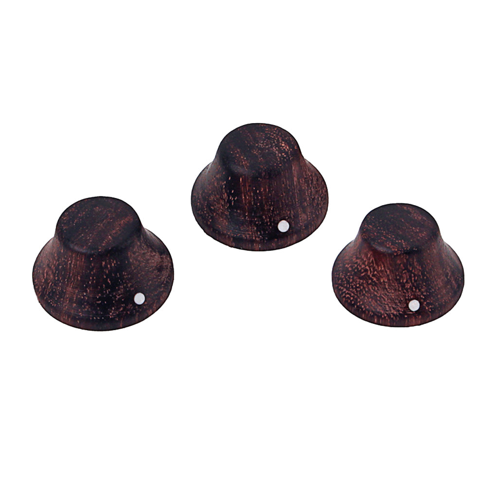 3pcs Rose Wood Guitar Control Knob Tone or Volume Top Hat Tuning Peg Button