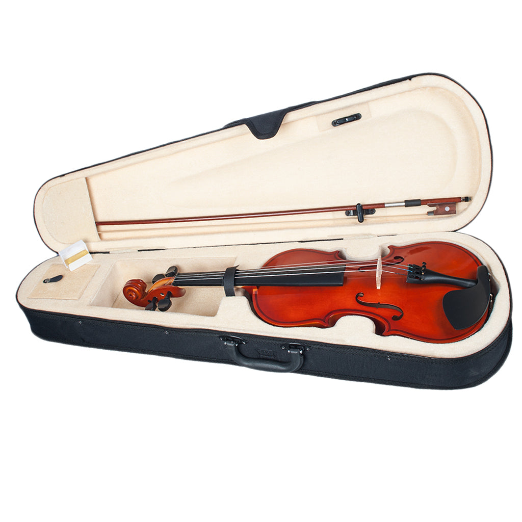 1/8 Scale Soild Wood Basswood Violin Fiddle with Storage Case Black