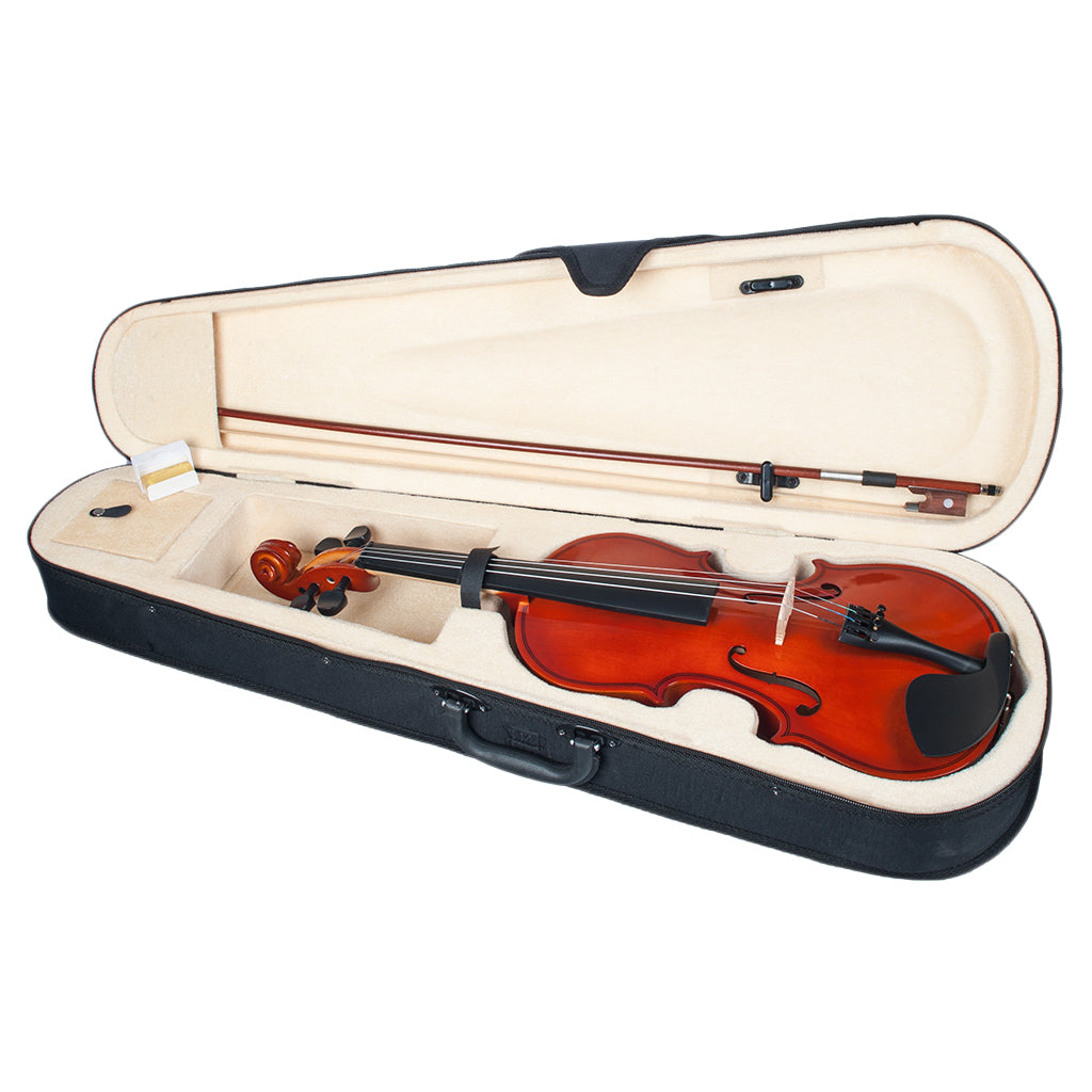 1/8 Scale Soild Wood Basswood Violin Fiddle with Storage Case Black