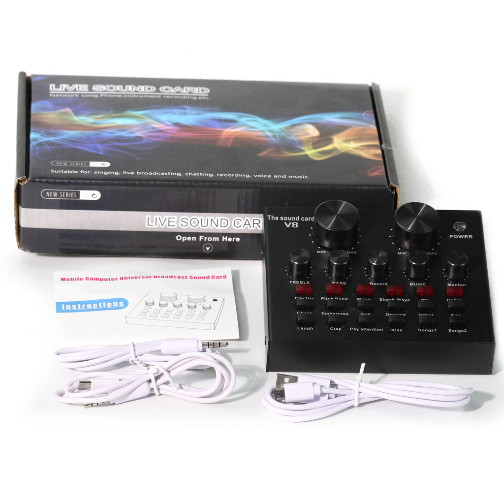 Portable Mobile Audio Mixer, Karaoke Sound Mixer Recording Sound Card