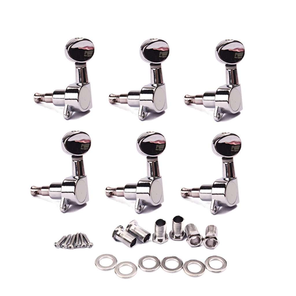 6L Guitar Tuning Pegs Tuner Machine Head for Acoustic Electric Guitar Silver