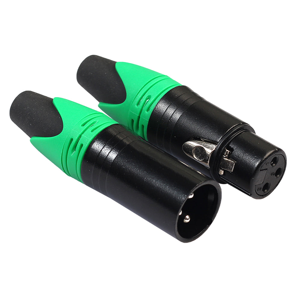 5 Pairs 3 Pin XLR Connector Male and Female Microphone Mic Cable Adapter Green