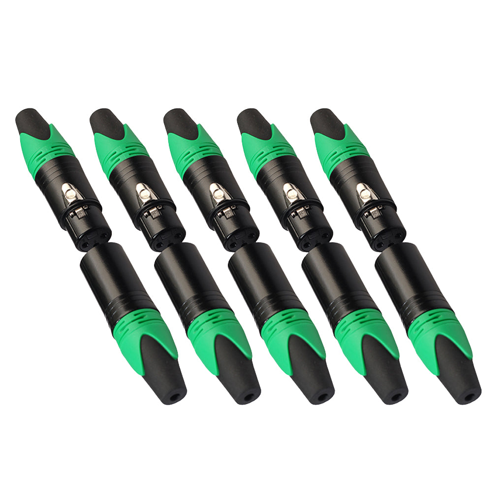 5 Pairs 3 Pin XLR Connector Male and Female Microphone Mic Cable Adapter Green