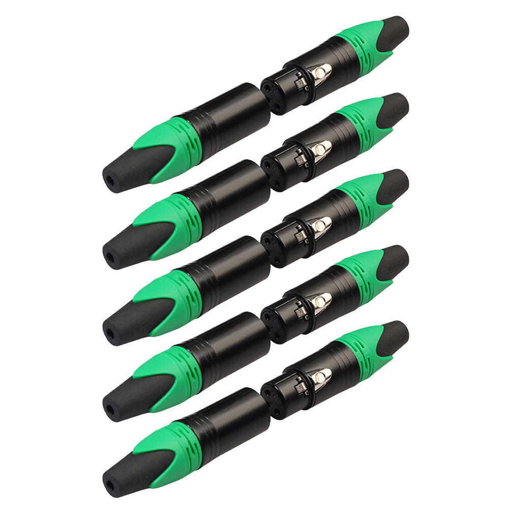 5 Pairs 3 Pin XLR Connector Male and Female Microphone Mic Cable Adapter Green