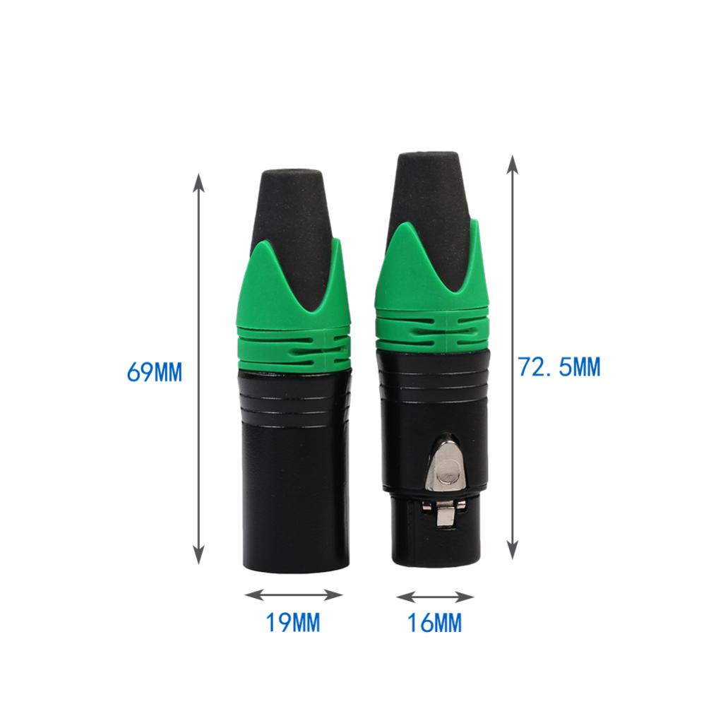 5 Pairs 3 Pin XLR Connector Male and Female Microphone Mic Cable Adapter Green