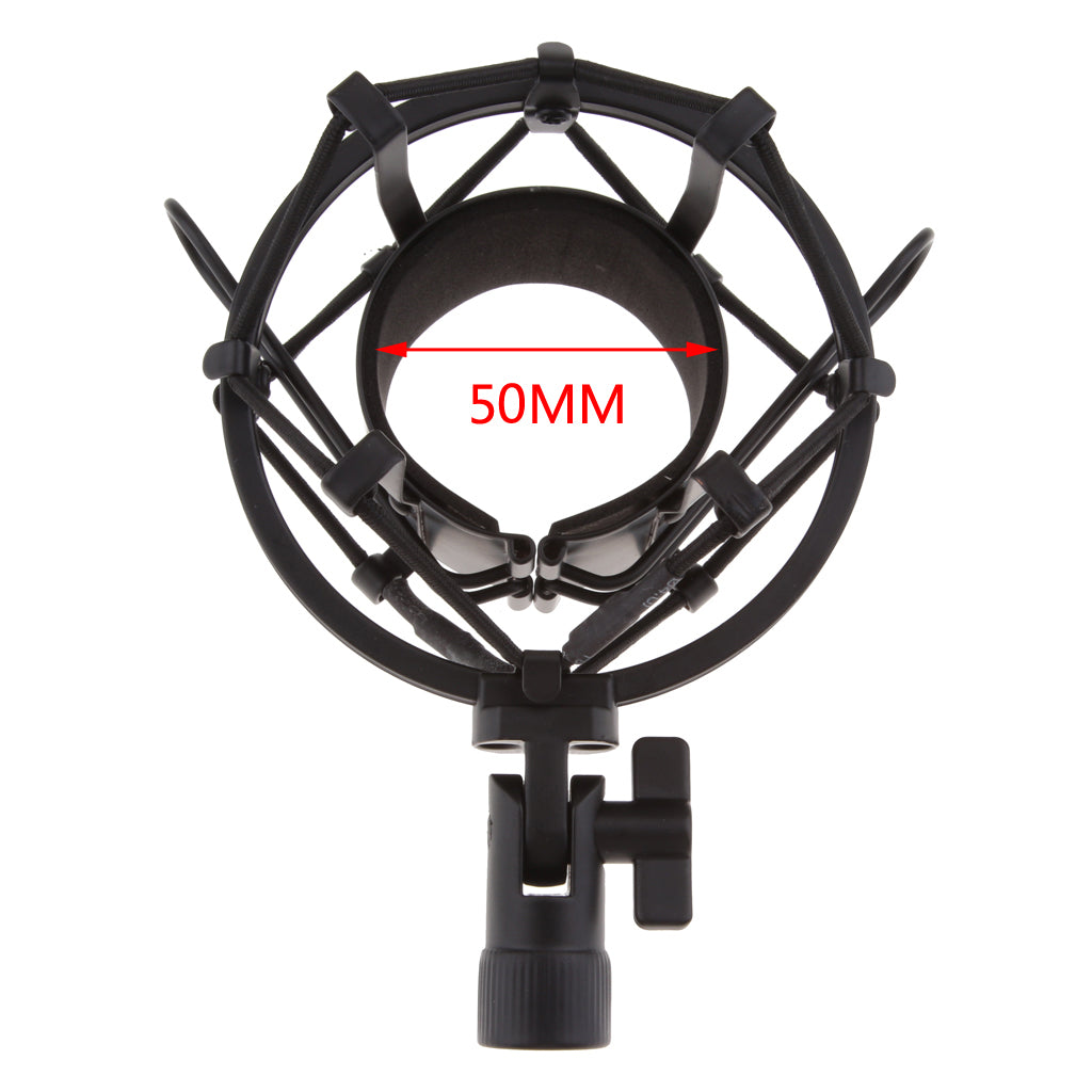 Stainless Steel Microphone  Anti-Vibration Shock Mount  Black-5cm