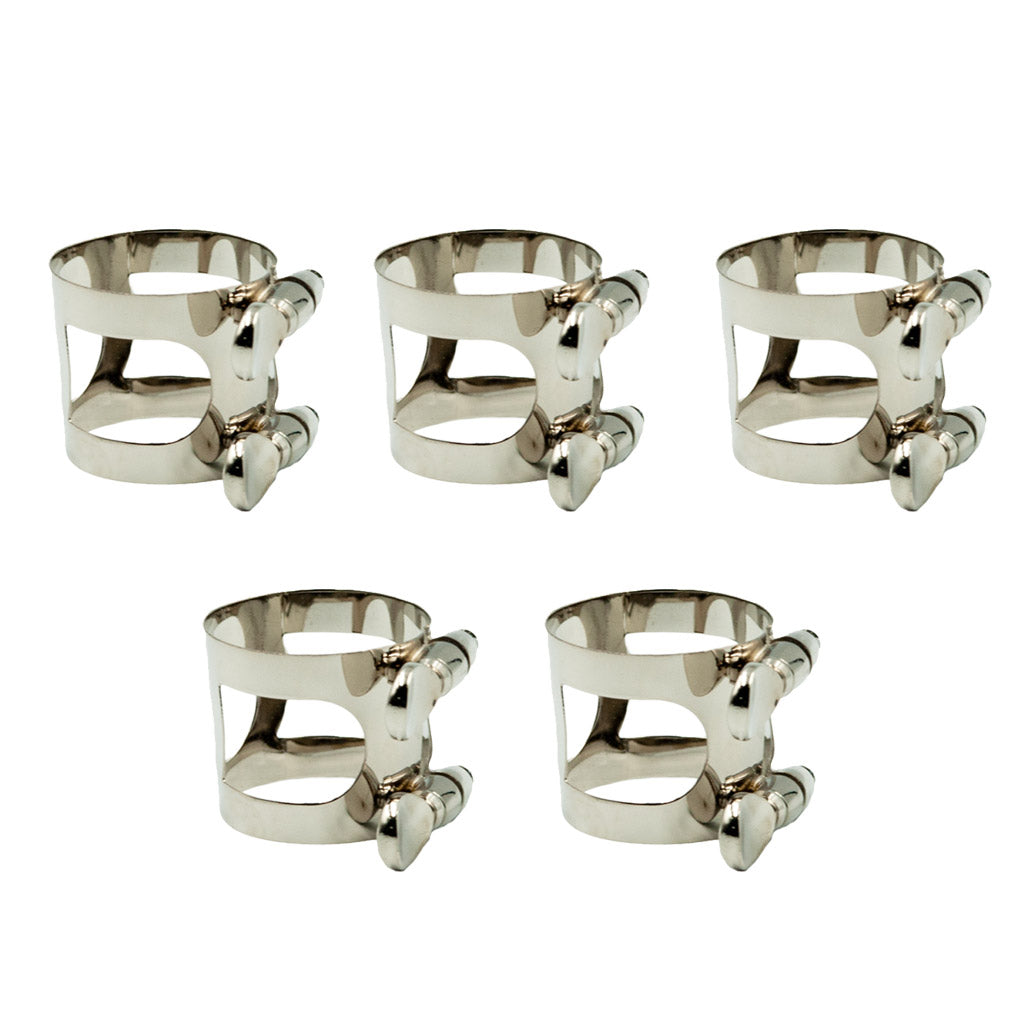 5 Pieces Metal Ligature Clip Clamp for Saxophone Mouthpiece Silver Tenor