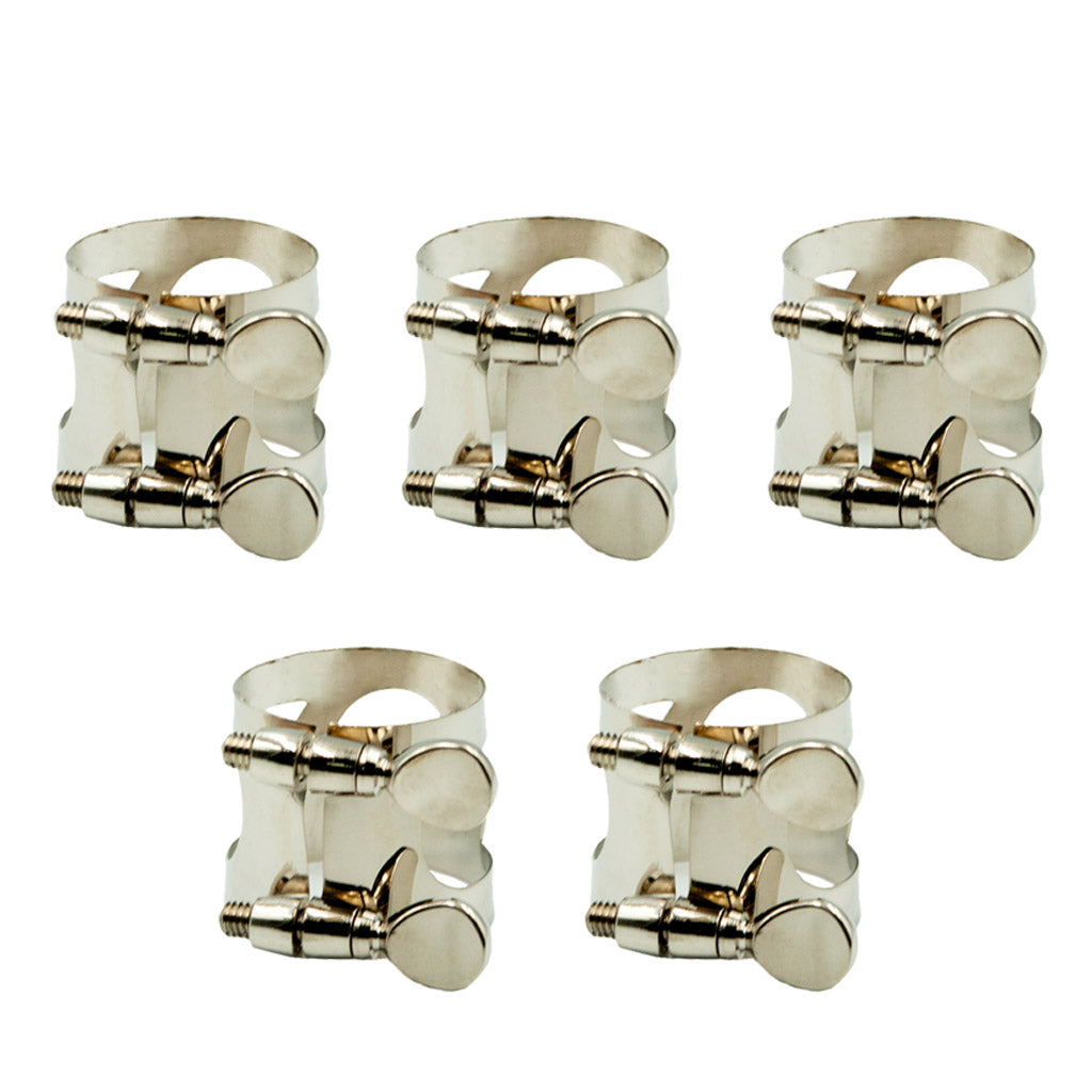 5 Pieces Metal Ligature Clip Clamp for Saxophone Mouthpiece Silver Tenor