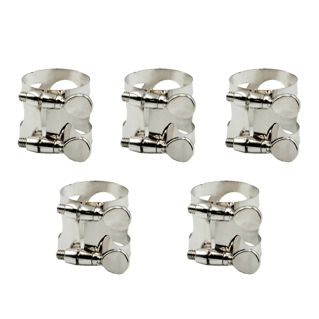 5 Pieces Metal Ligature Clip Clamp for Saxophone Mouthpiece Silver Tenor