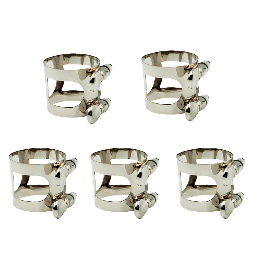 5 Pieces Metal Ligature Clip Clamp for Saxophone Mouthpiece Silver Tenor