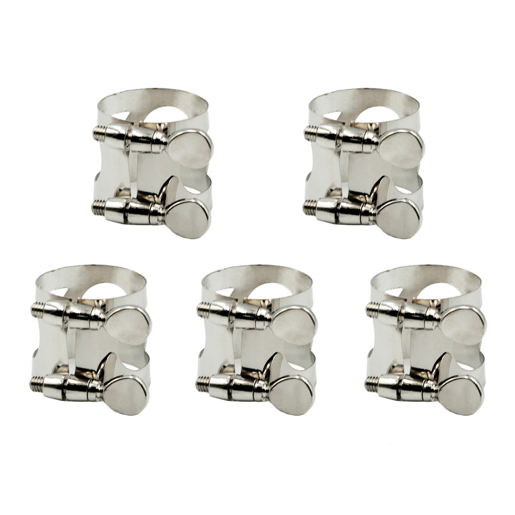 5 Pieces Metal Ligature Clip Clamp for Saxophone Mouthpiece Silver Tenor