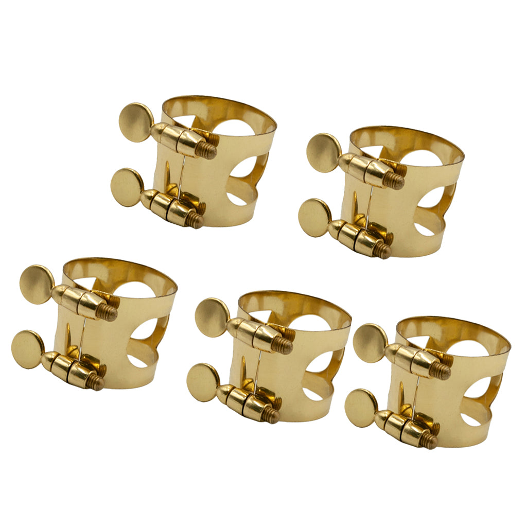 5 Pieces Metal Ligature Clip Clamp for Saxophone Mouthpiece Golden  Tenor