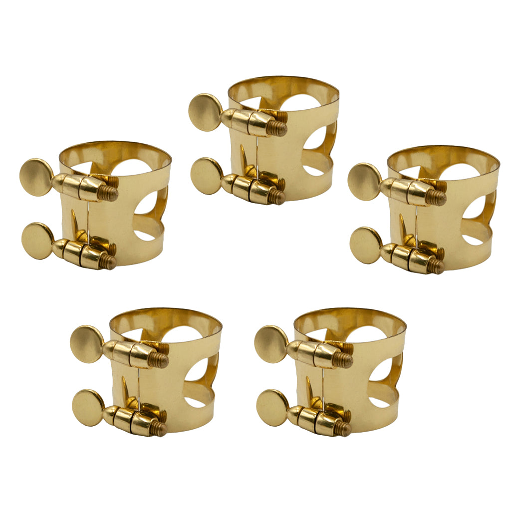 5 Pieces Metal Ligature Clip Clamp for Saxophone Mouthpiece Golden  Tenor