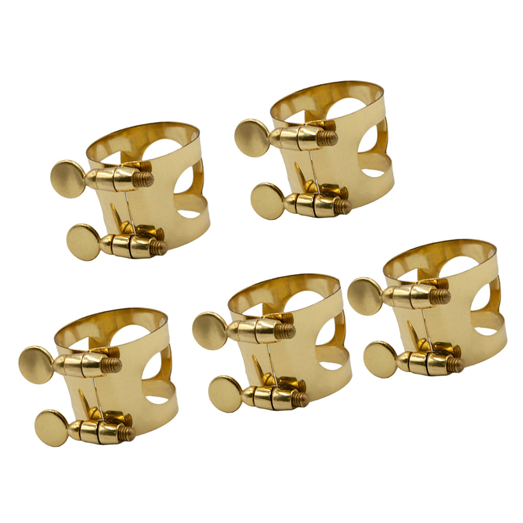 5 Pieces Metal Ligature Clip Clamp for Saxophone Mouthpiece Golden  Tenor