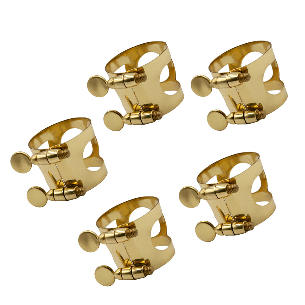 5 Pieces Metal Ligature Clip Clamp for Saxophone Mouthpiece Golden  Tenor