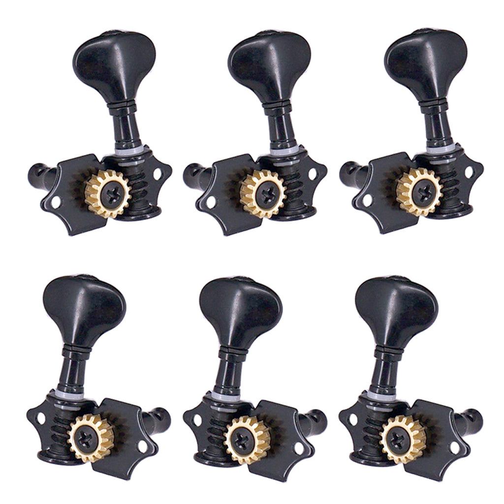 Guitar Opened Tuners Tuning Pegs Machine Heads 3R3L for Folk Guitar Black