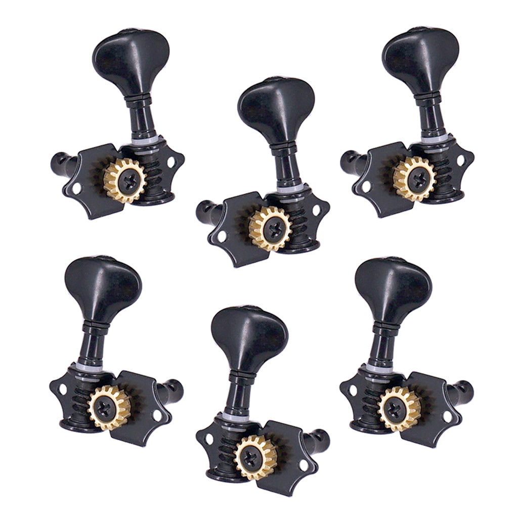 Guitar Opened Tuners Tuning Pegs Machine Heads 3R3L for Folk Guitar Black