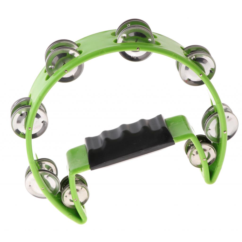 1 Piece Rattle Tambourine Handbell Shaker Bell Musical Percussion Green