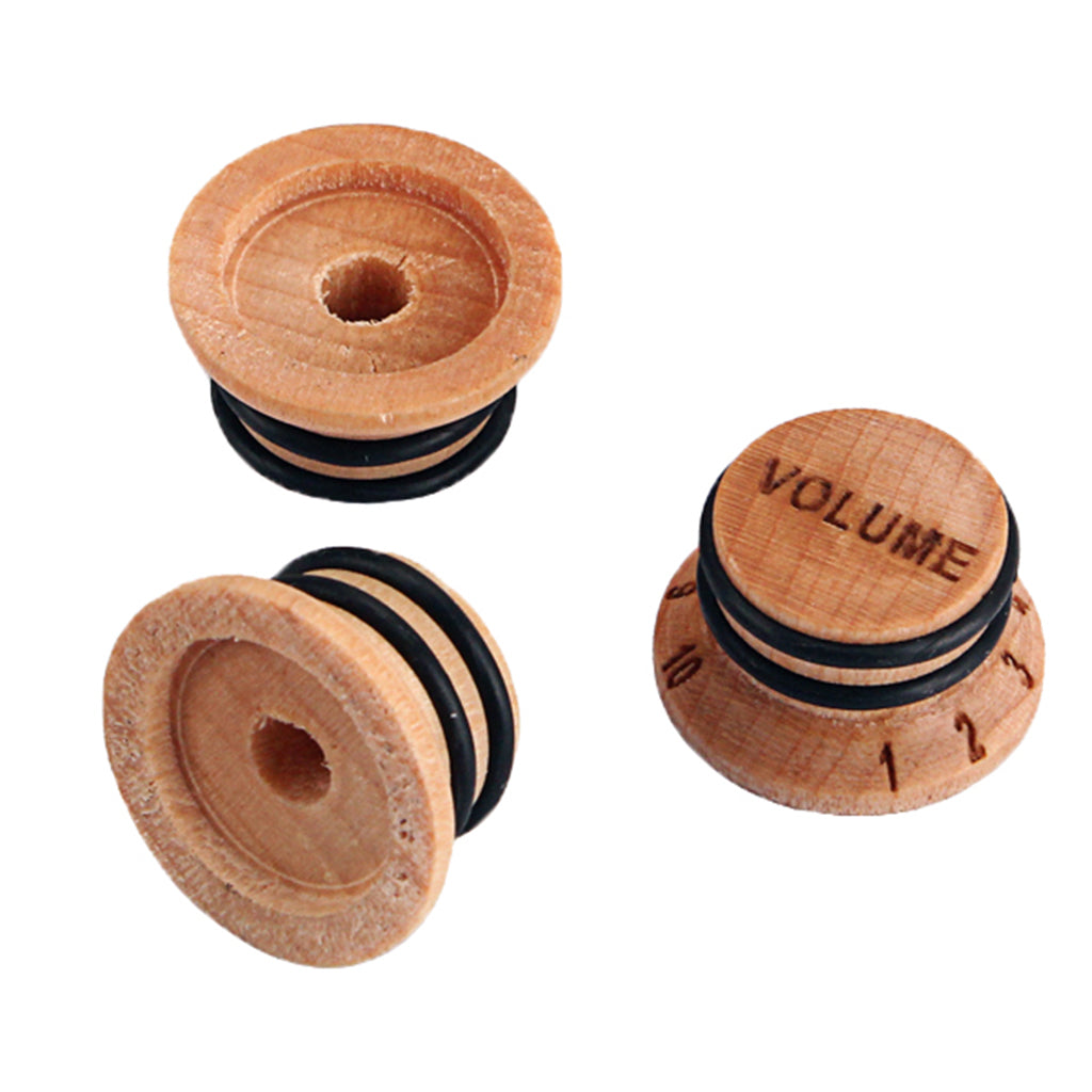 3 Pieces Maple Wood Guitar Volume Tone Control Knobs