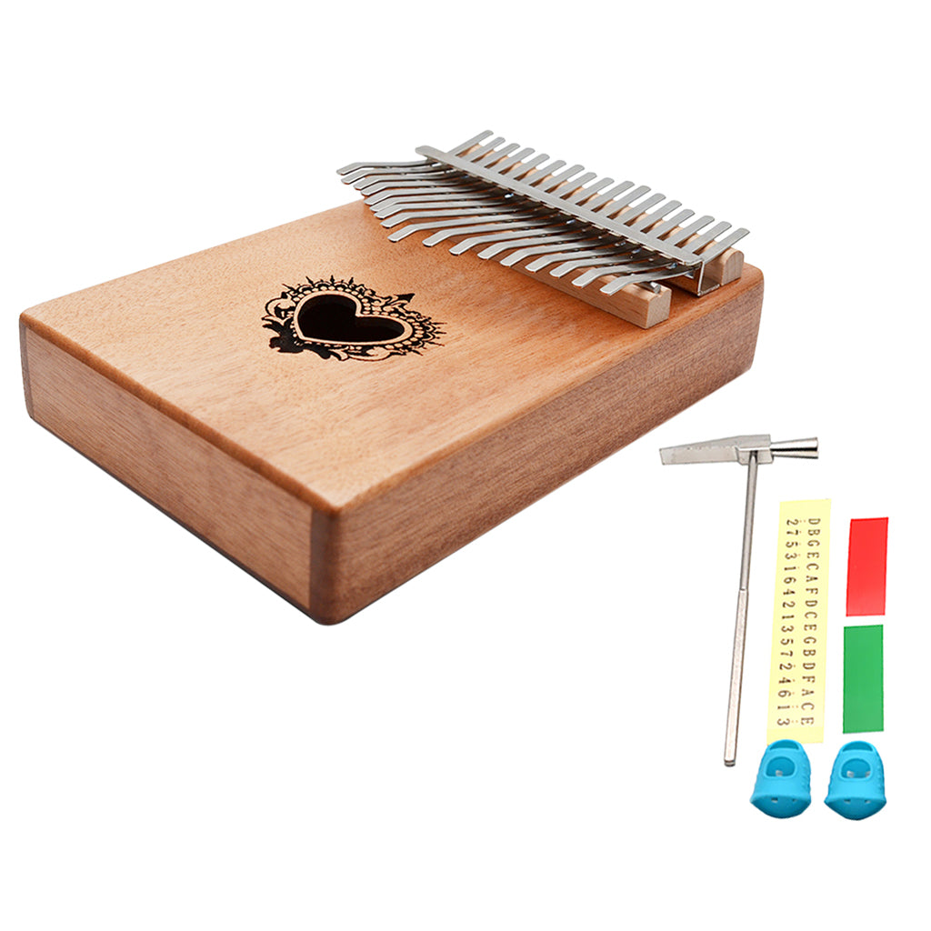 1 Set Mahogany 17 Key Kalimba Finger Thumb Piano Heart Shape