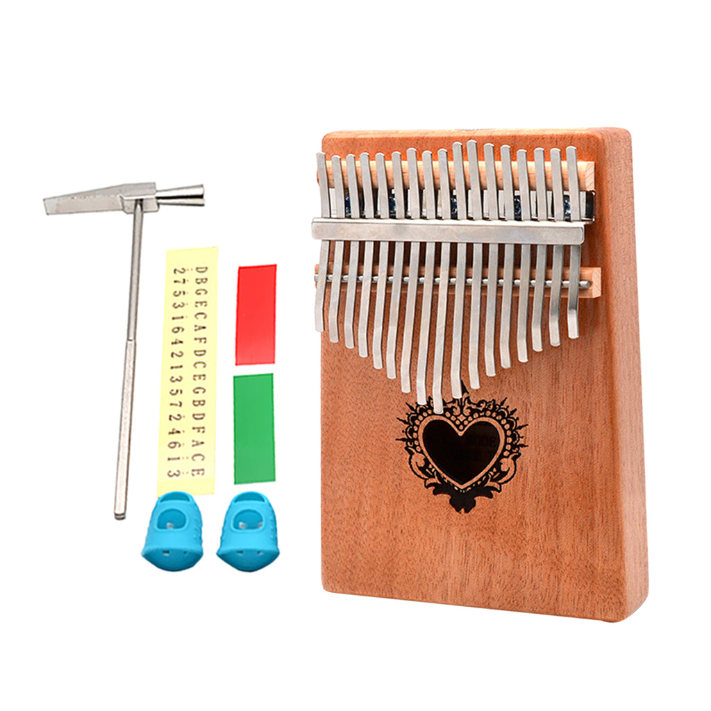 1 Set Mahogany 17 Key Kalimba Finger Thumb Piano Heart Shape