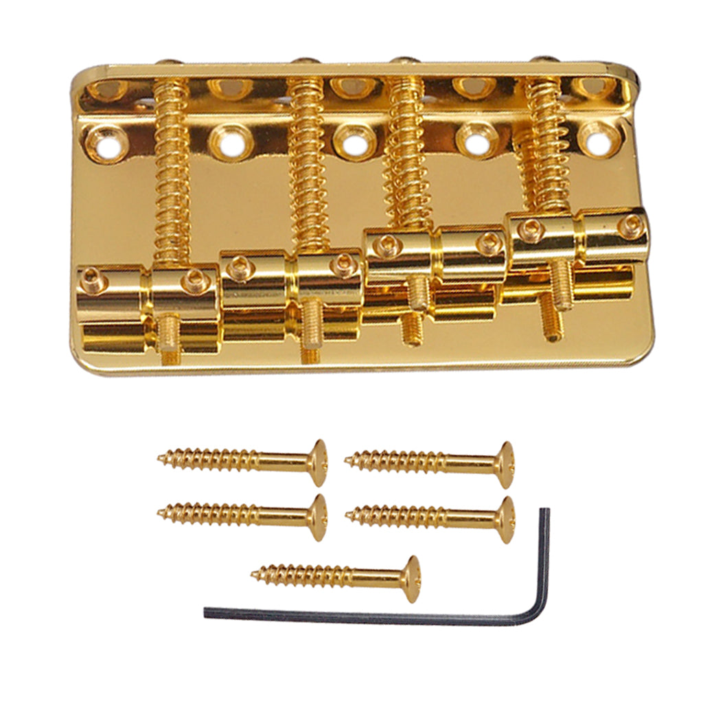 Golden 4 String Bass Bridge with Wrench Screws for Electric Bass Guitar