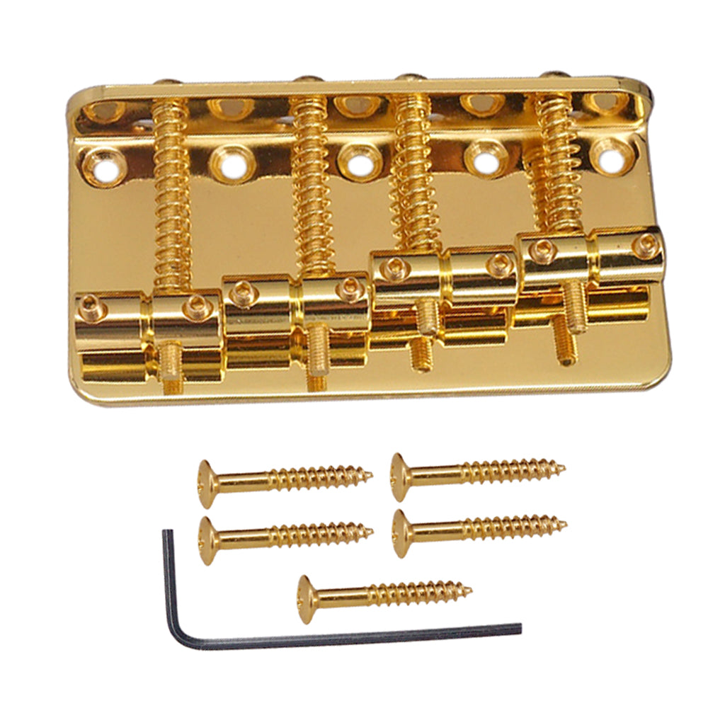 Golden 4 String Bass Bridge with Wrench Screws for Electric Bass Guitar