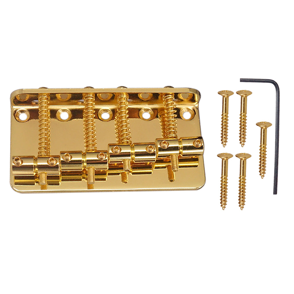 Golden 4 String Bass Bridge with Wrench Screws for Electric Bass Guitar