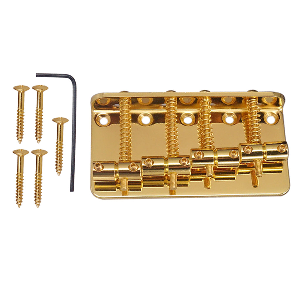 Golden 4 String Bass Bridge with Wrench Screws for Electric Bass Guitar