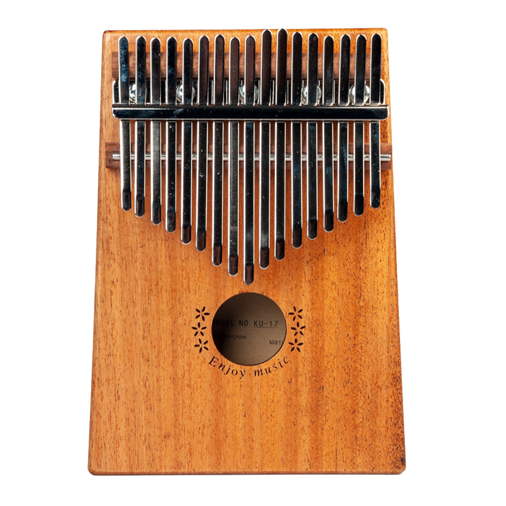 17 Keys Kalimba Thumb Piano Sapele Wood with Tuner Hammer Note Sticker