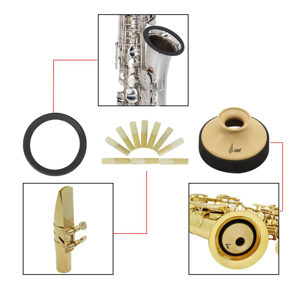 Alto Saxophone Sax Accessory Kit Reeds+Practice Mute+Saxophone Silencer Ring