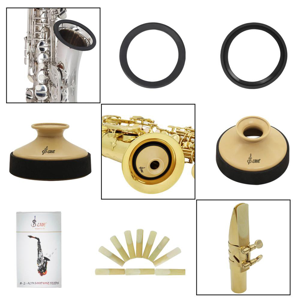 Alto Saxophone Sax Accessory Kit Reeds+Practice Mute+Saxophone Silencer Ring