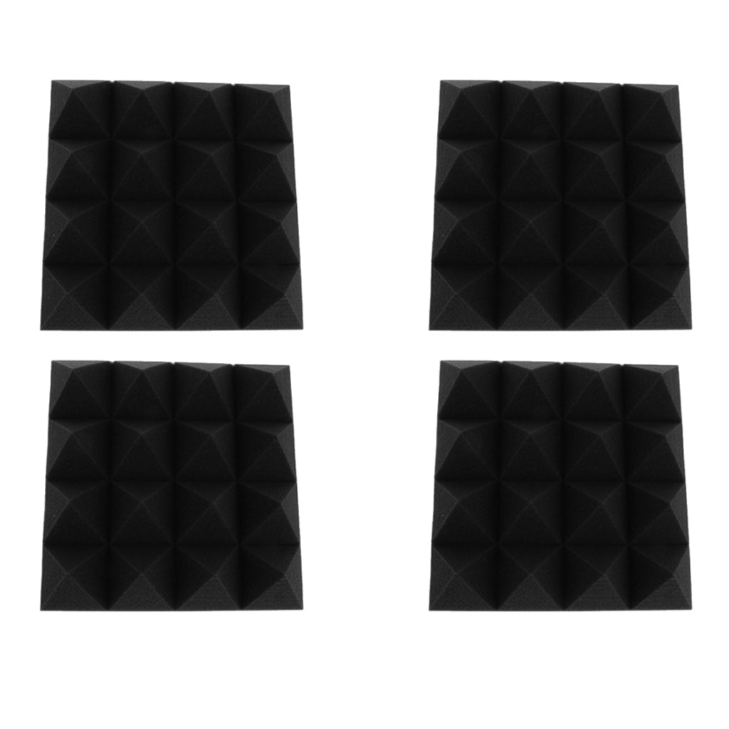 4 Pieces Soundproof Acoustic Foam Panel Sound Proof Board Black