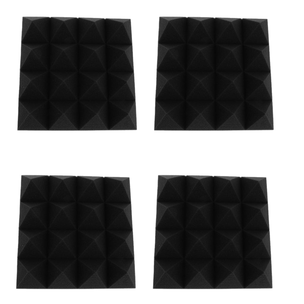 4 Pieces Soundproof Acoustic Foam Panel Sound Proof Board Black