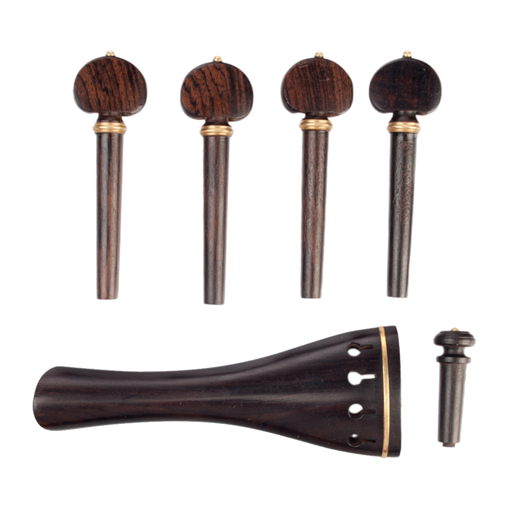 Ebony Wood Violin Parts Set Tailpiece + Tuning Pegs + Endpin for 4/4 Fiddle