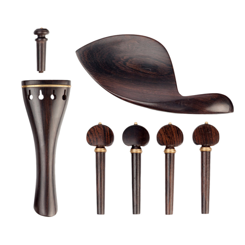 4/4 Ebony Violin Parts Tailpiece +Tuning Pegs+Endpin+Chinrest Violin Parts