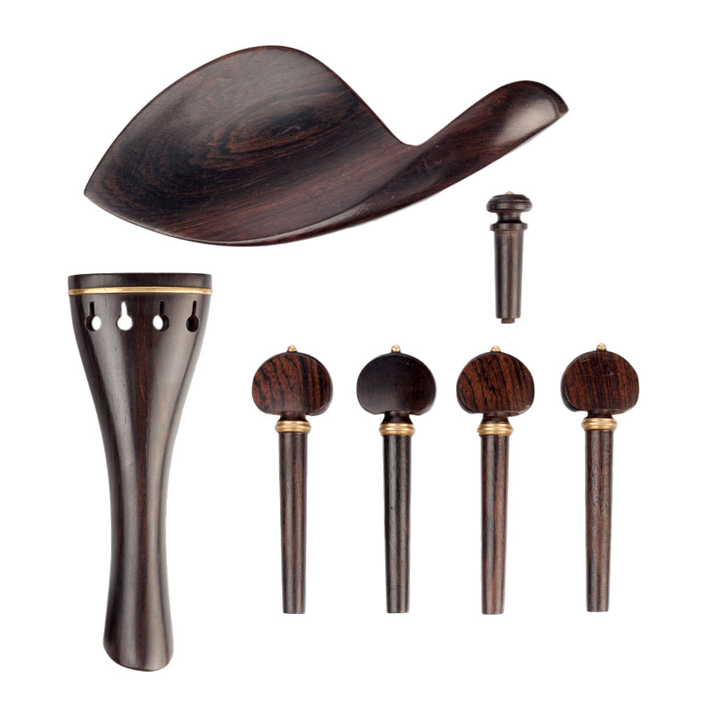 4/4 Ebony Violin Parts Tailpiece +Tuning Pegs+Endpin+Chinrest Violin Parts